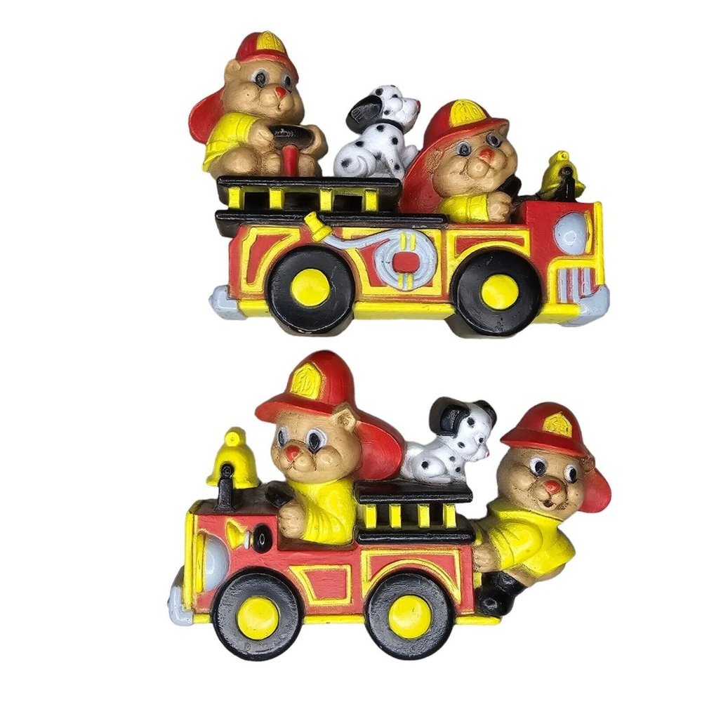 Vintage Firetruck Firefighter Boys Room Wall Plaque Art Decor‎ Plastic 6x4 Cute